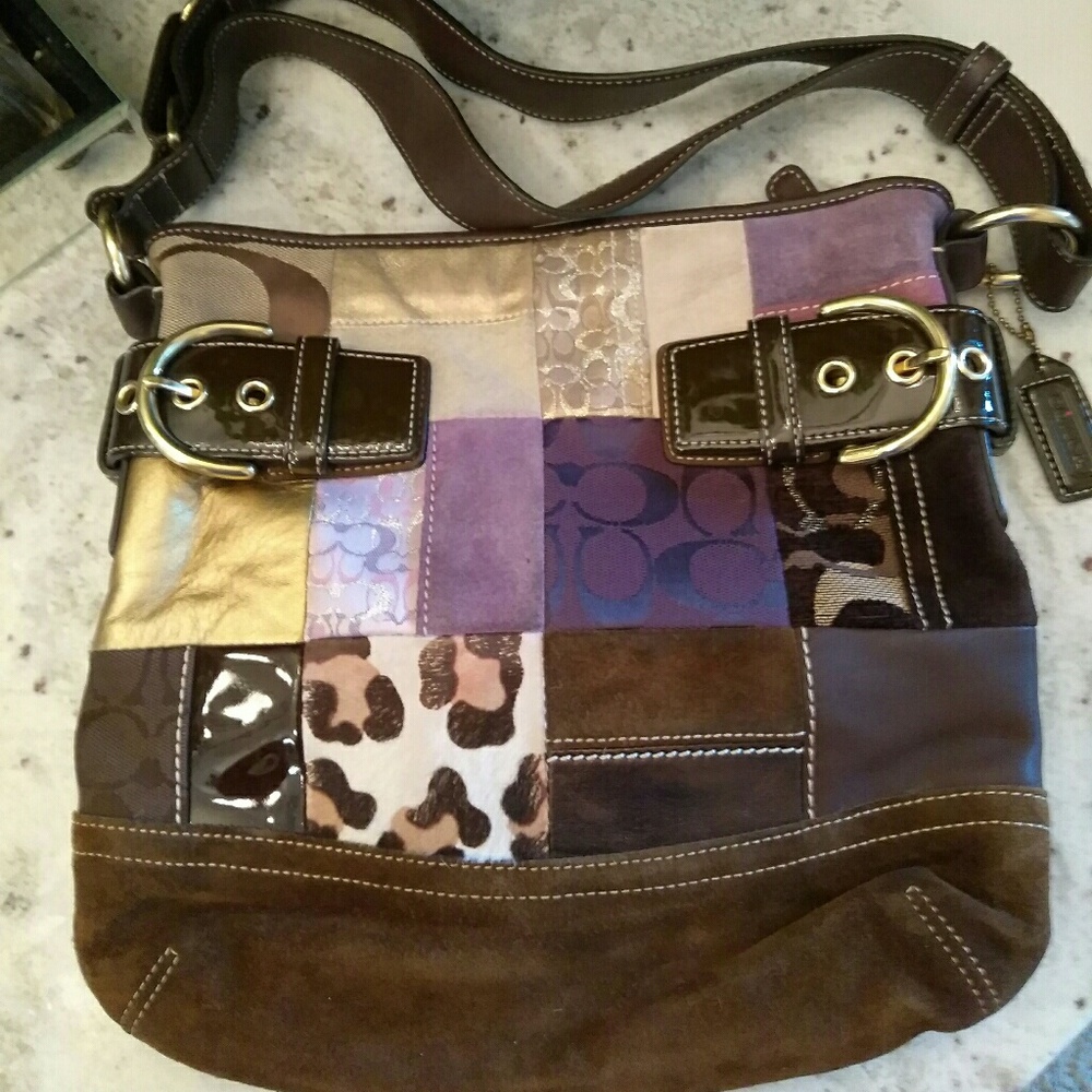 Authentic Coach Patchwork Suede/Leather Handbag - image 1
